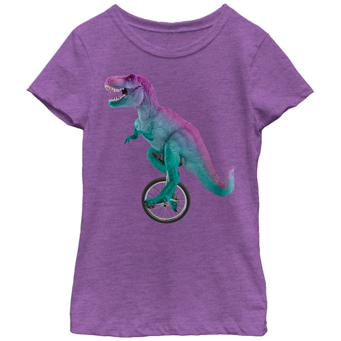 fifth sun Girl's Lost Gods Unicycle Dinosaur T-Shirt