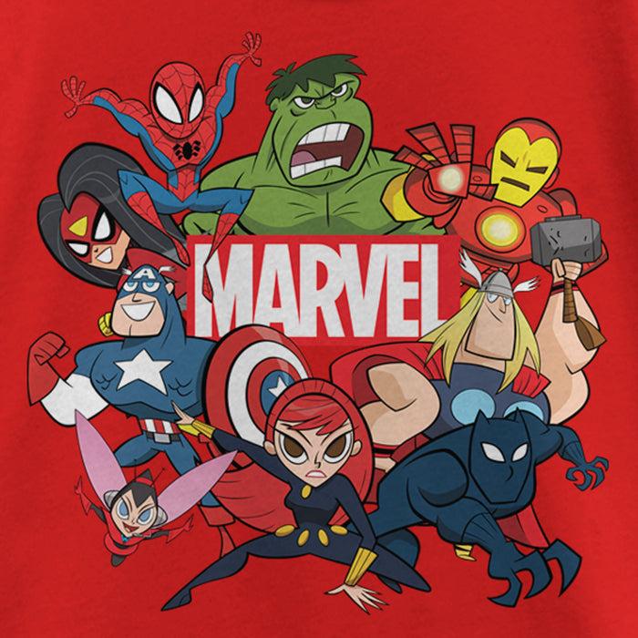 Fifth Sun Girl's Marvel Animated Group Logo T-Shirt