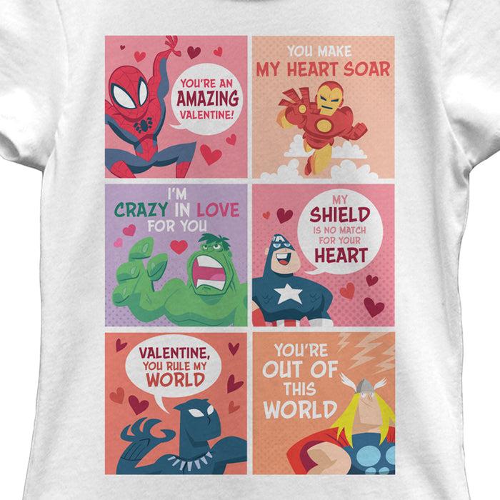 Fifth Sun Girl's Marvel Avengers Cartoon Valentines T-Shirt