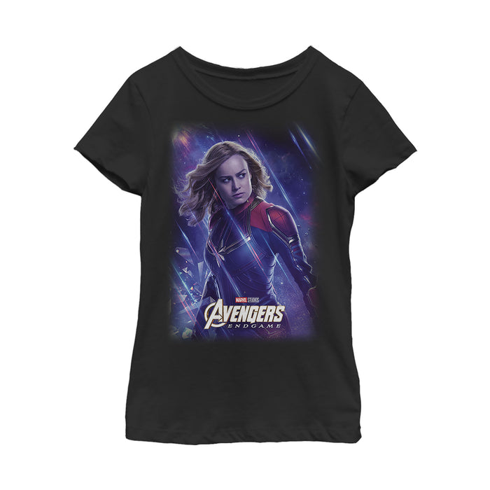 fifth sun Girl's Marvel Avengers: Endgame Captain Marvel Streaks T-Shirt