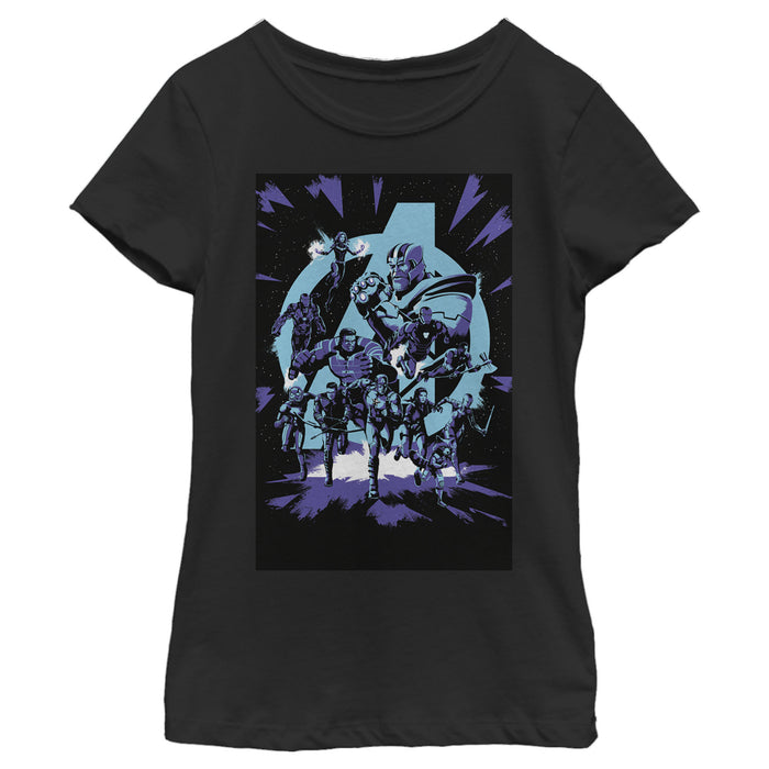 fifth sun Girl's Marvel Avengers: Endgame Galactic Battle Cartoon T-Shirt