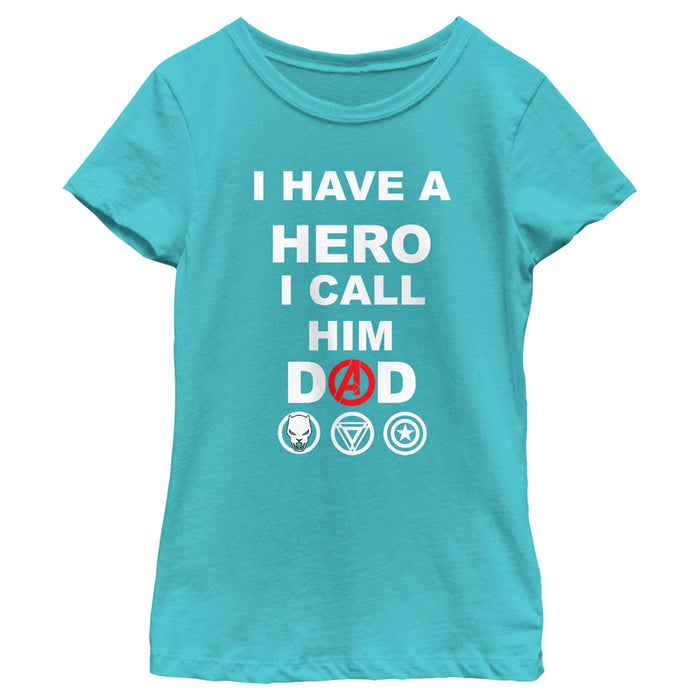 fifth sun Girl's Marvel Avengers I Have a Hero I Call Him Dad T-Shirt