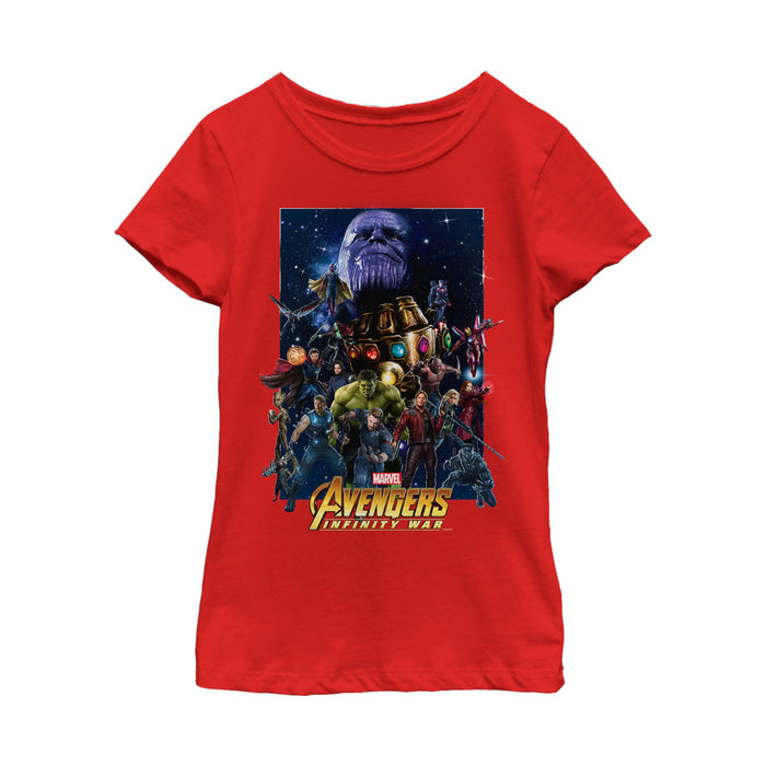 fifth sun Girl's Marvel Avengers: Infinity War Character Collage T-Shirt
