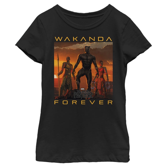fifth sun Girl's Marvel Black Panther 2018 Wakanda Forever T-Shirt