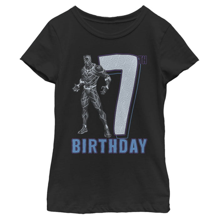 fifth sun Girl's Marvel Black Panther 7th Birthday T-Shirt