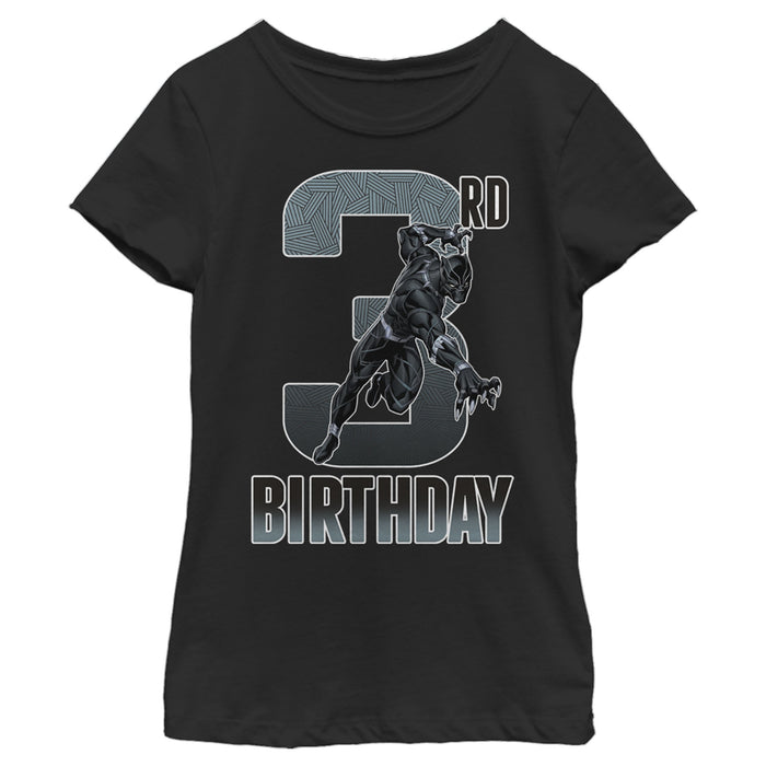 fifth sun Girl's Marvel Black Panther Action Pose 3rd Birthday T-Shirt