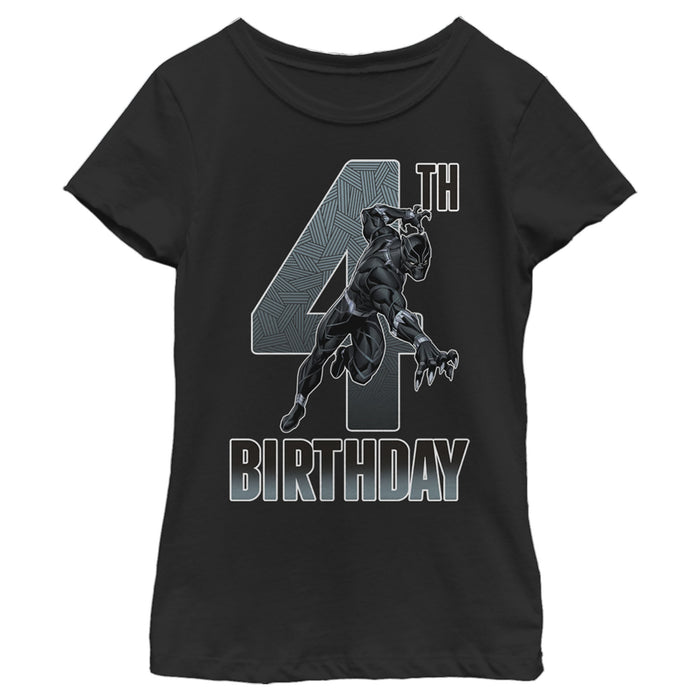 fifth sun Girl's Marvel Black Panther Action Pose 4th Birthday T-Shirt