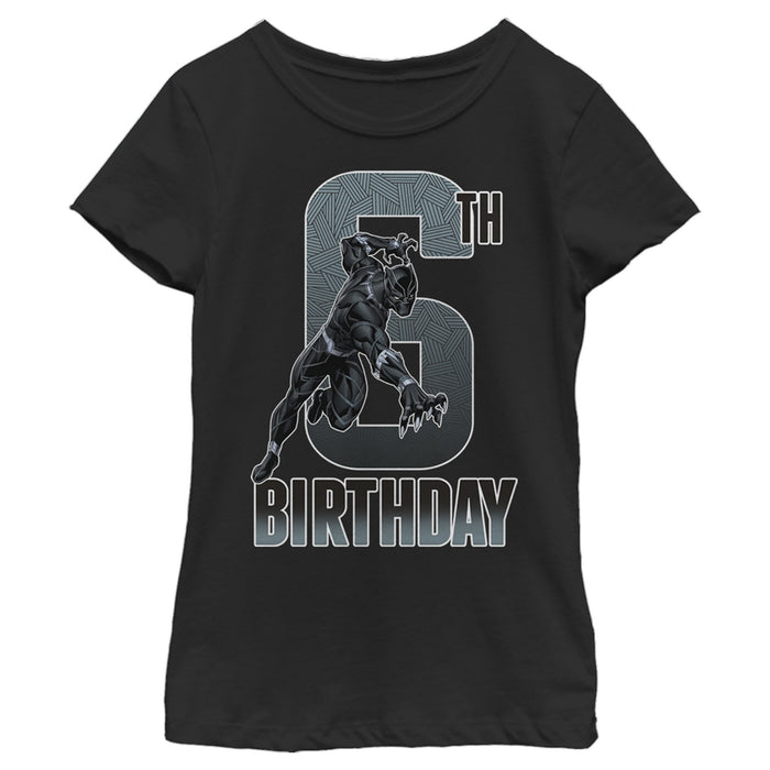 fifth sun Girl's Marvel Black Panther Action Pose 6th Birthday T-Shirt