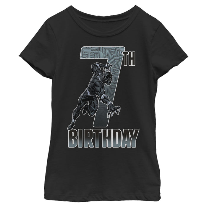 fifth sun Girl's Marvel Black Panther Action Pose 7th Birthday T-Shirt