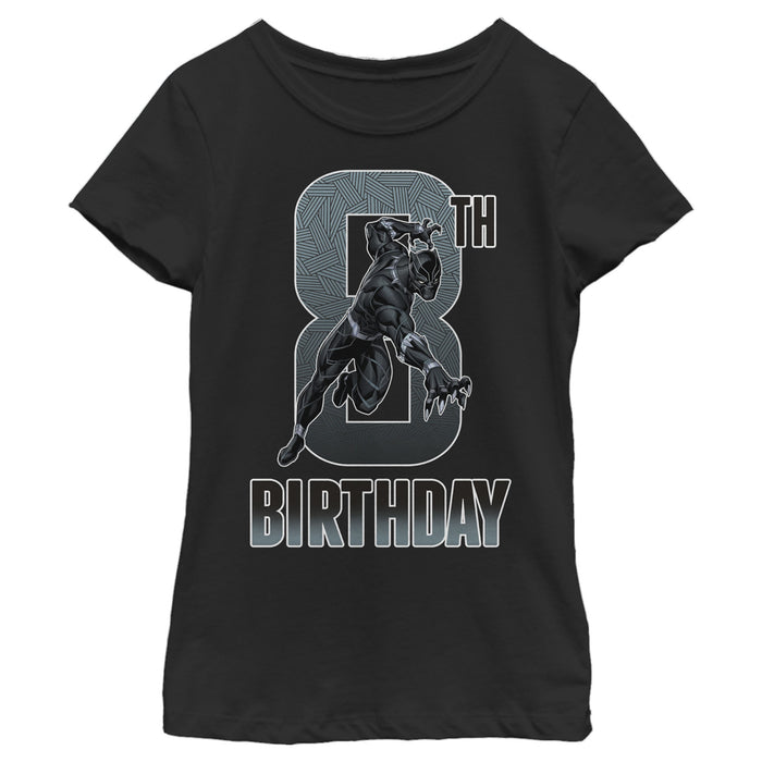 fifth sun Girl's Marvel Black Panther Action Pose 8th Birthday T-Shirt