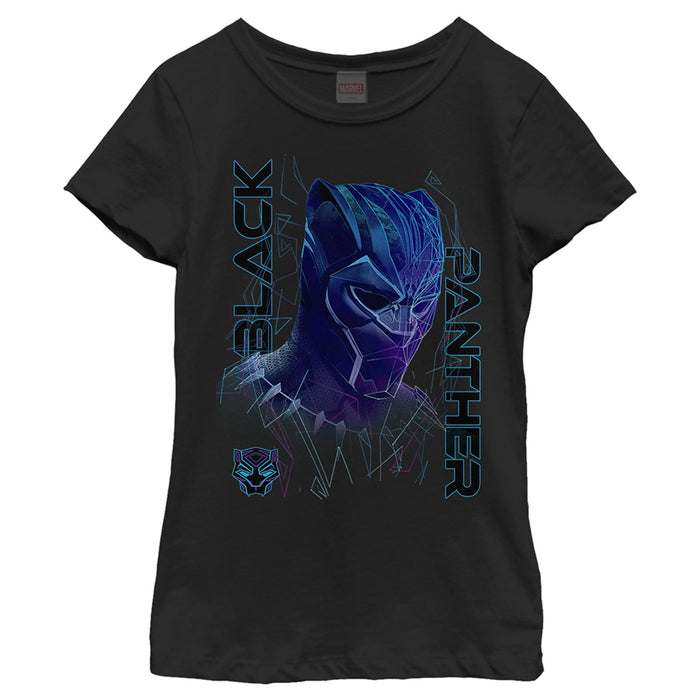 fifth sun Girl's Marvel Black Panther Laser Mask T-Shirt
