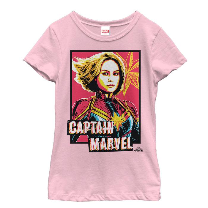 fifth sun Girl's Marvel Captain Marvel Artistic Portrait T-Shirt