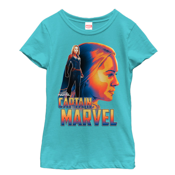 fifth sun Girl's Marvel Captain Marvel Artistic Profile T-Shirt