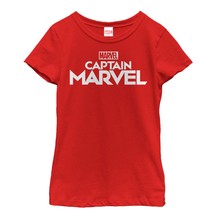 fifth sun Girl's Marvel Captain Marvel Bold Logo T-Shirt