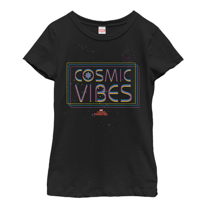 fifth sun Girl's Marvel Captain Marvel Cosmic Vibes T-Shirt