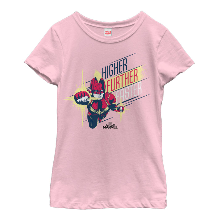 fifth sun Girl's Marvel Captain Marvel Faster Strike T-Shirt