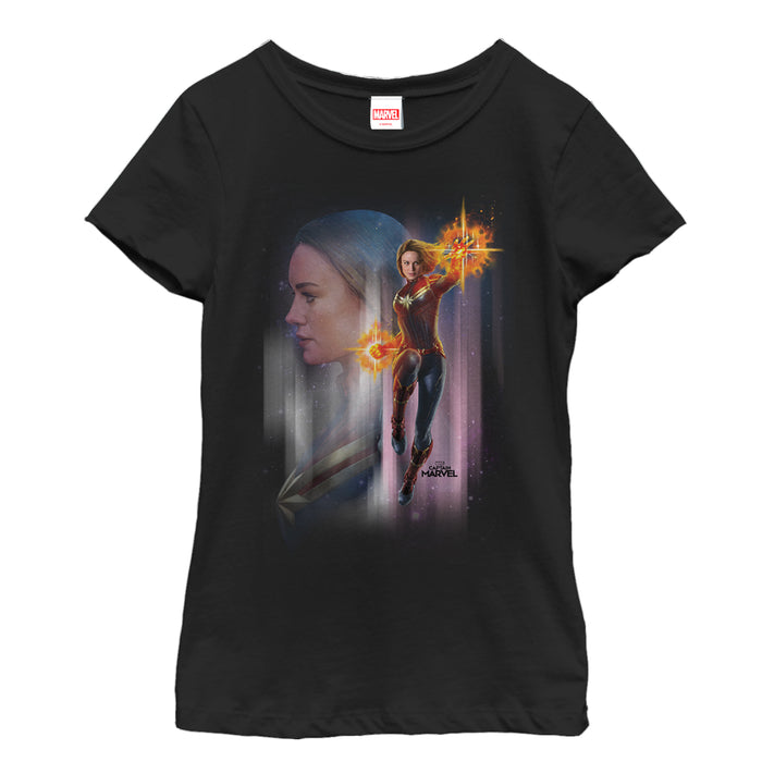 fifth sun Girl's Marvel Captain Marvel Galactic Profile T-Shirt
