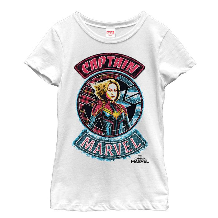 fifth sun Girl's Marvel Captain Marvel Hero Patch T-Shirt