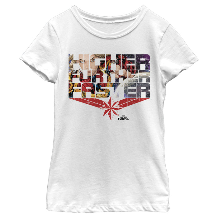 Fifth Sun Girl's Marvel Captain Marvel Higher Comic Scenes T-Shirt