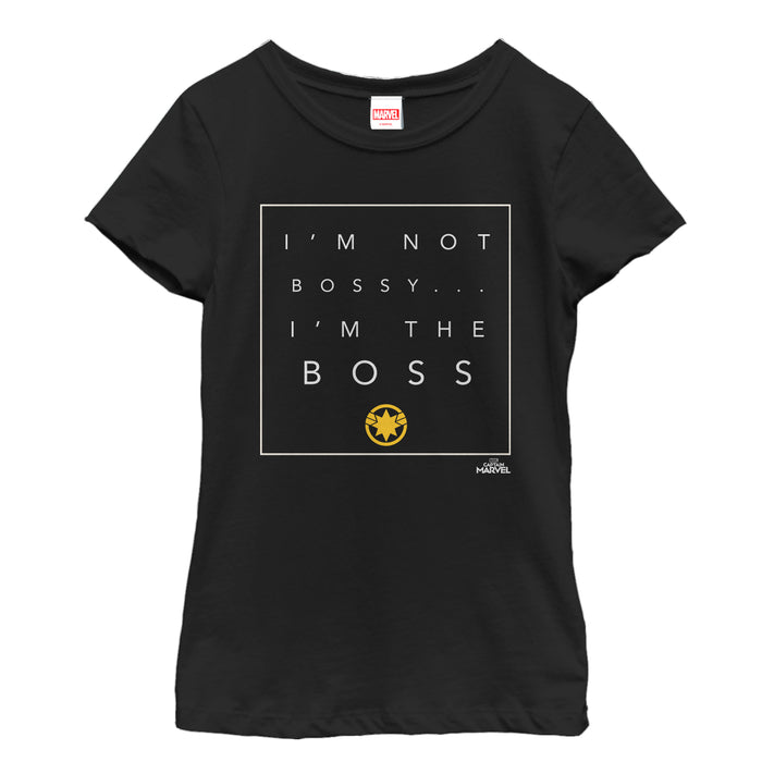 fifth sun Girl's Marvel Captain Marvel I'm the Boss T-Shirt