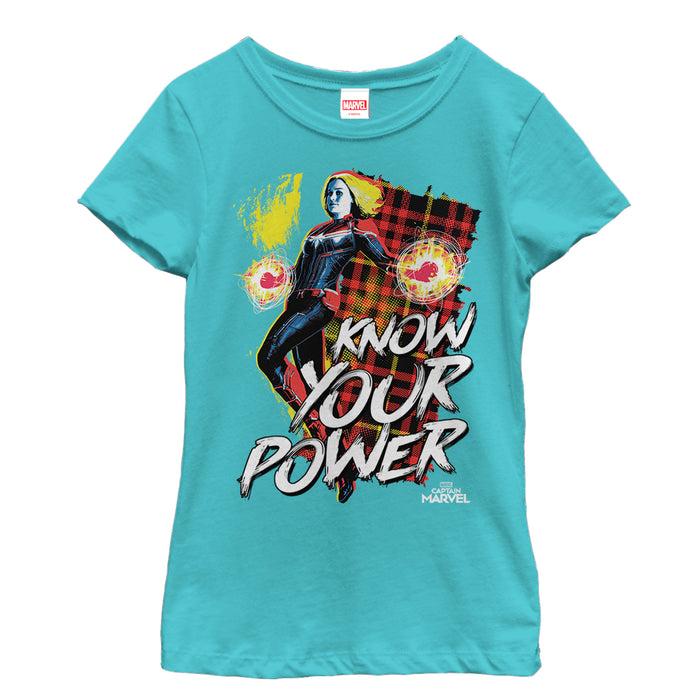 fifth sun Girl's Marvel Captain Marvel Know Your Power T-Shirt