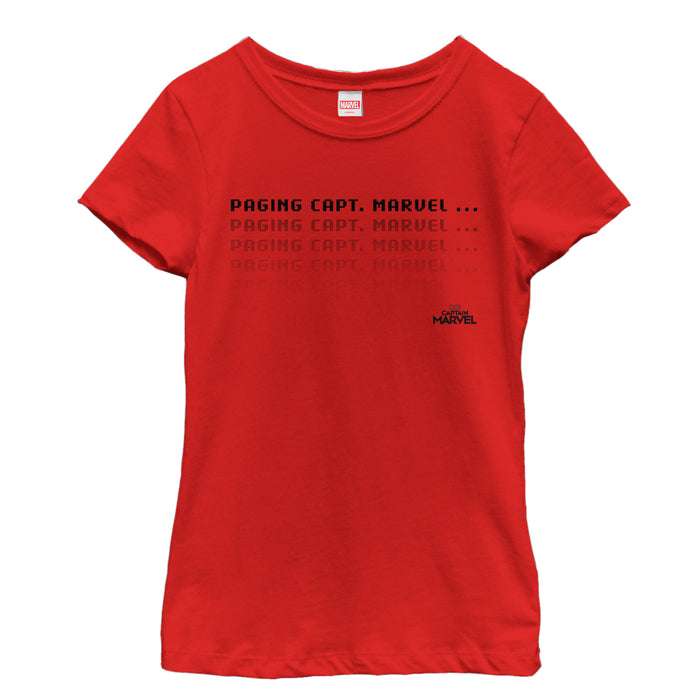 Fifth Sun Girl's Marvel Captain Marvel Pager Text T-Shirt