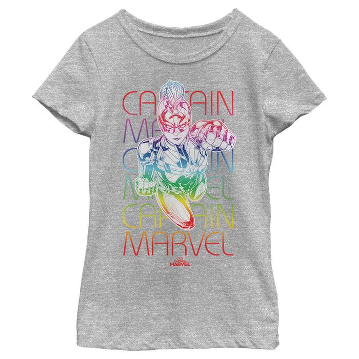 Fifth Sun Girl's Marvel Captain Marvel Rainbow Kree T-Shirt