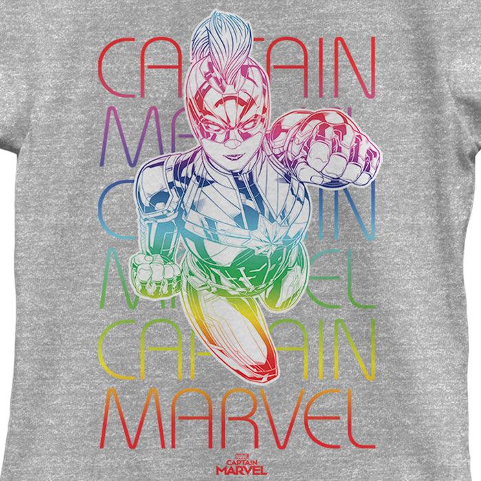 Fifth Sun Girl's Marvel Captain Marvel Rainbow Kree T-Shirt