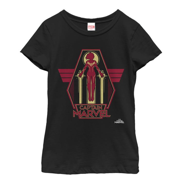 fifth sun Girl's Marvel Captain Marvel Retro Take Flight T-Shirt
