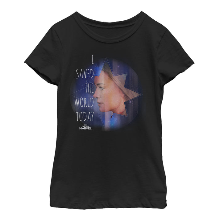 fifth sun Girl's Marvel Captain Marvel Saved World Today T-Shirt