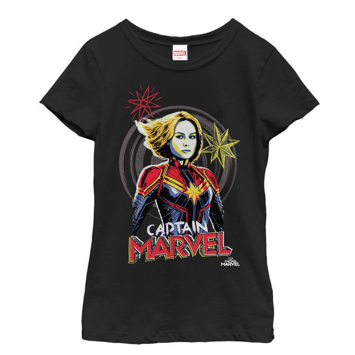 fifth sun Girl's Marvel Captain Marvel Sketch Profile T-Shirt