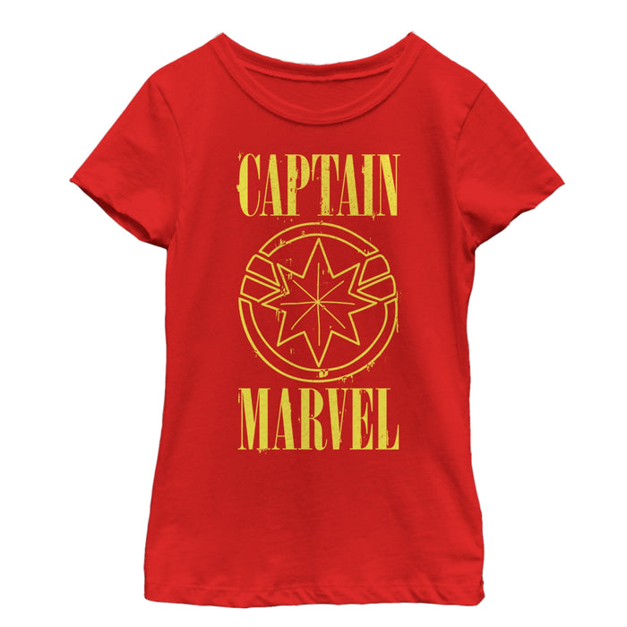 Fifth Sun Girl's Marvel Captain Marvel Stained Star Symbol T-Shirt