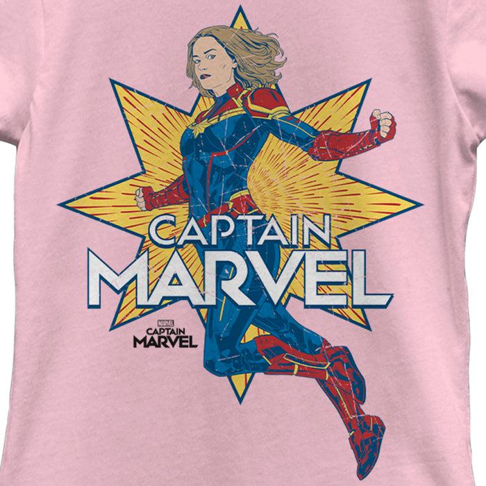 Fifth Sun Girl's Marvel Captain Marvel Star Jump T-Shirt
