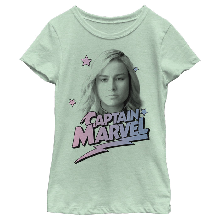 fifth sun Girl's Marvel Captain Marvel Star Portrait T-Shirt