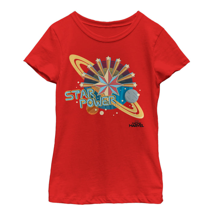 Fifth Sun Girl's Marvel Captain Marvel Star Power T-Shirt