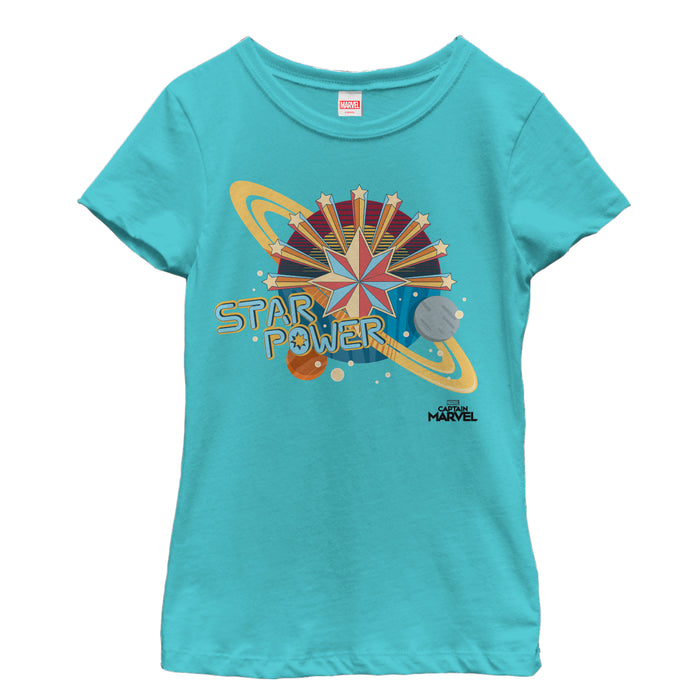 fifth sun Girl's Marvel Captain Marvel Star Power T-Shirt