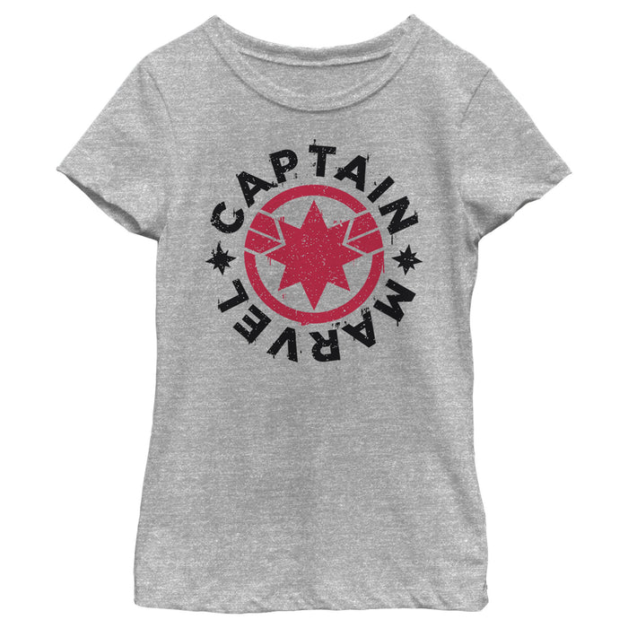 Fifth Sun Girl's Marvel Captain Marvel Star Symbol Circle T-Shirt