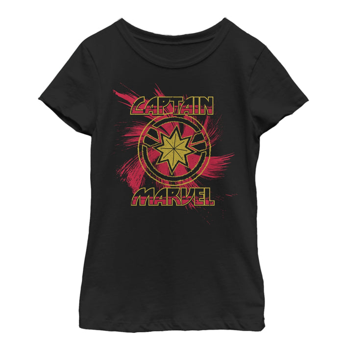 Fifth Sun Girl's Marvel Captain Marvel Star Symbol Swirl T-Shirt