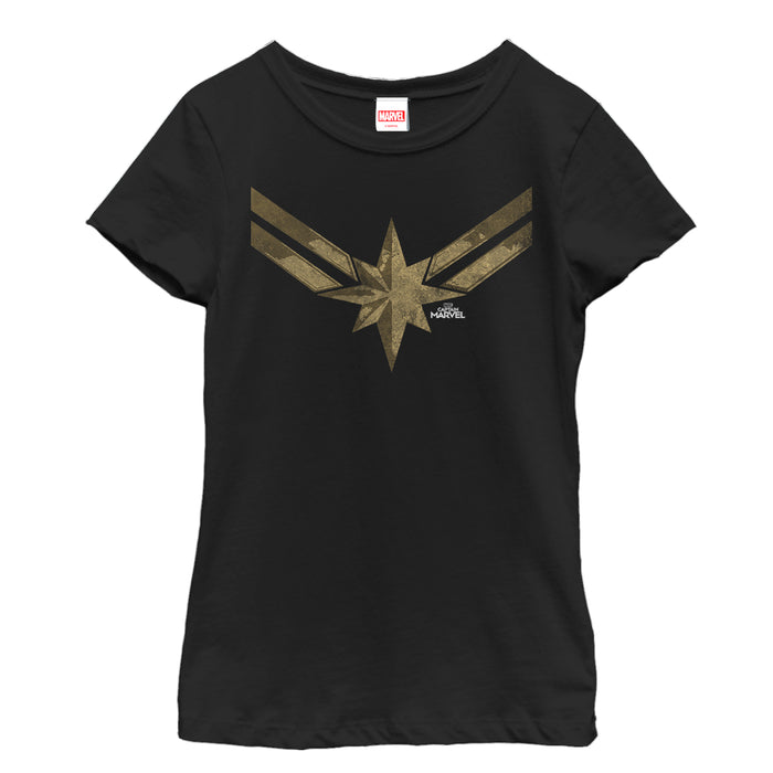 fifth sun Girl's Marvel Captain Marvel Vintage Star Costume T-Shirt