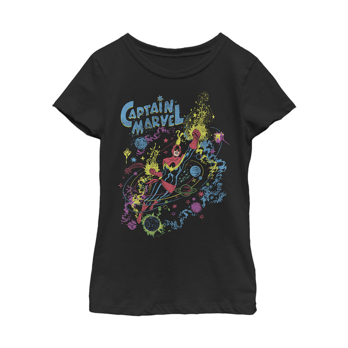 fifth sun Girl's Marvel Captain Retro Space Traveler T-Shirt