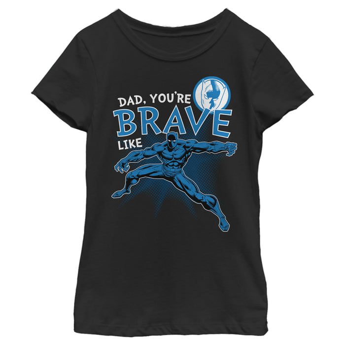 fifth sun Girl's Marvel Dad You're Brave Like Black Panther T-Shirt