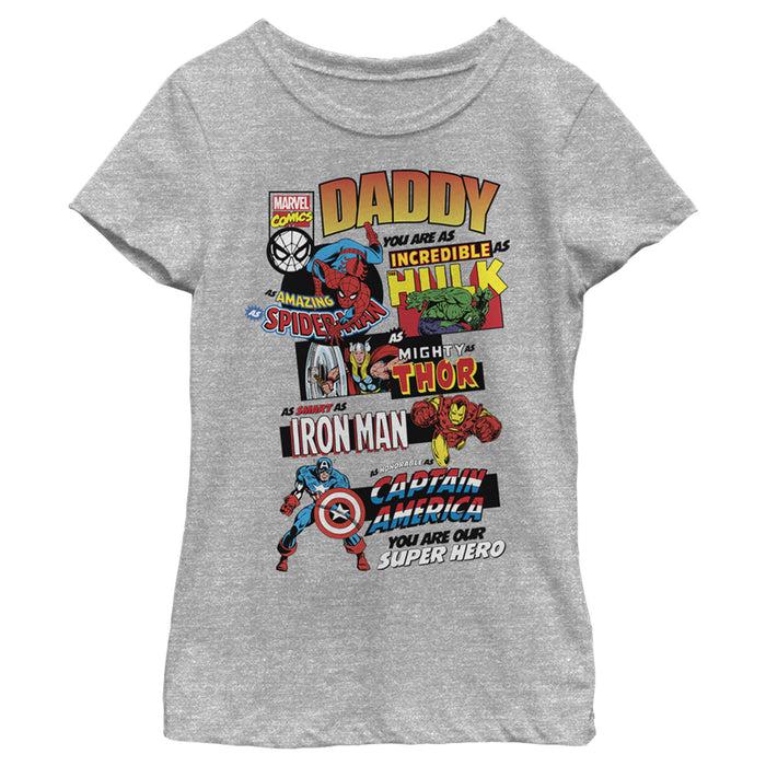 fifth sun Girl's Marvel Daddy You are Our Super Hero T-Shirt