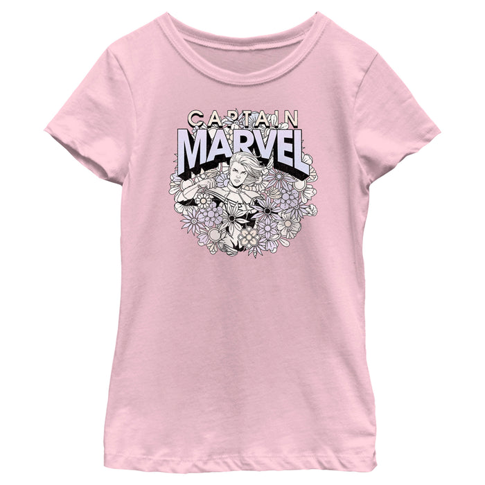 fifth sun Girl's Marvel Floral Carol Danvers T-Shirt