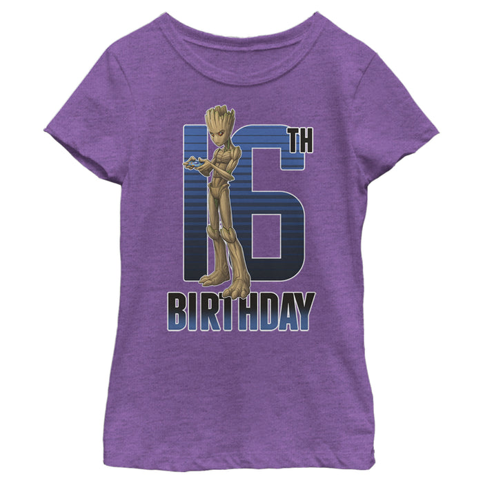 fifth sun Girl's Marvel Groot 16th Birthday T-Shirt