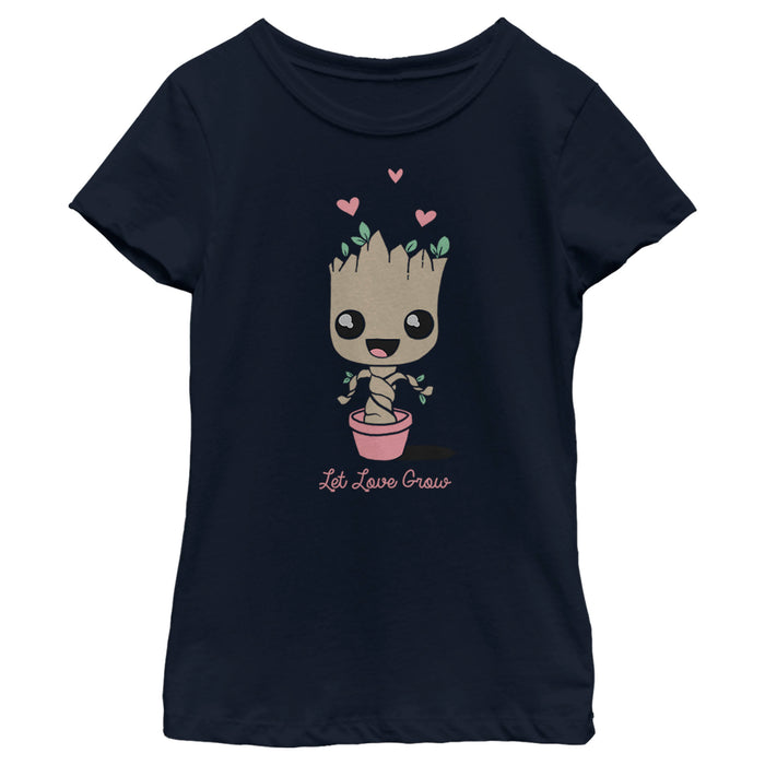 fifth sun Girl's Marvel Groot Let Love Grow T-Shirt