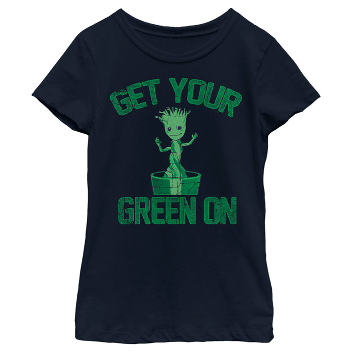 fifth sun Girl's Marvel Groot St. Patrick's Day Get Your Green On T-Shirt