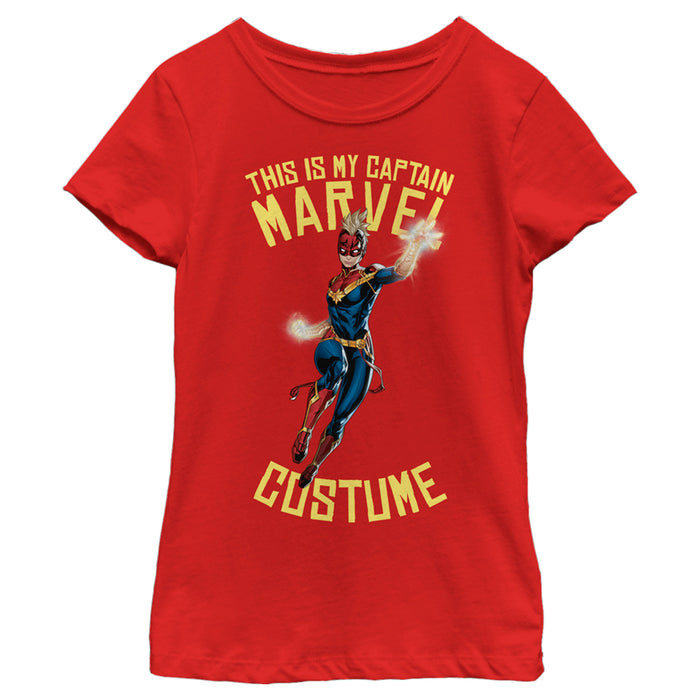 fifth sun Girl's Marvel Halloween This is my Captain Marvel Costume T-Shirt
