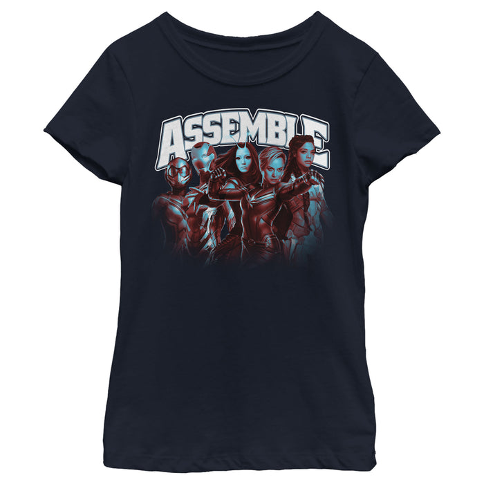 fifth sun Girl's Marvel Hero Line-up Assemble T-Shirt