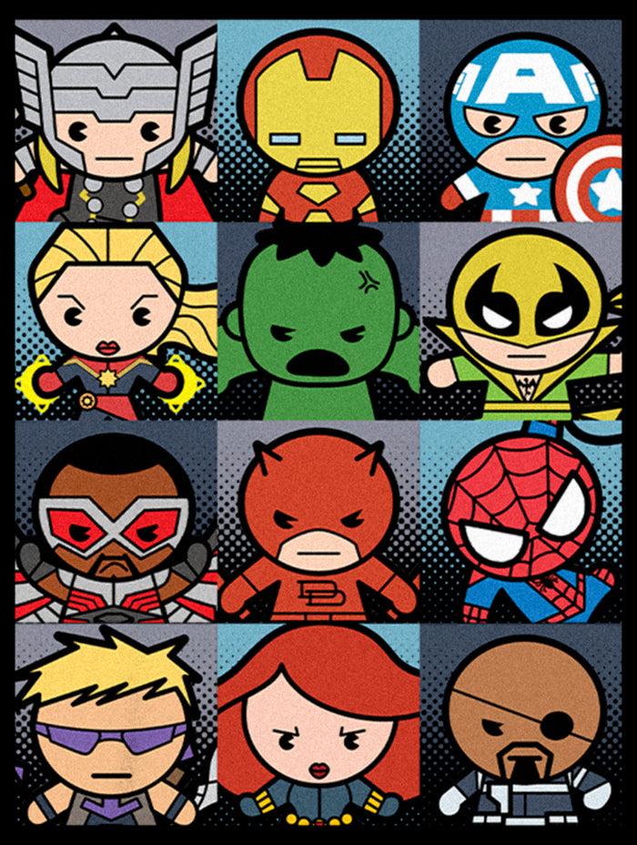 Fifth Sun Girl's Marvel Kawaii Cute Cartoon Hero Squares T-Shirt