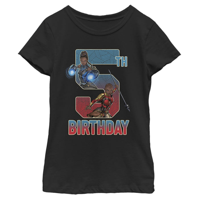 fifth sun Girl's Marvel Shuri and Okoye 5th Birthday T-Shirt